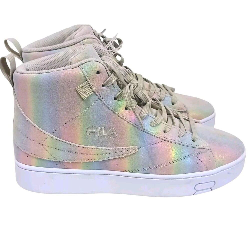 RARE NEW Fila Gennaio Prism Leather Suede Sneaker Women Sz 9.5 Metallic High Top